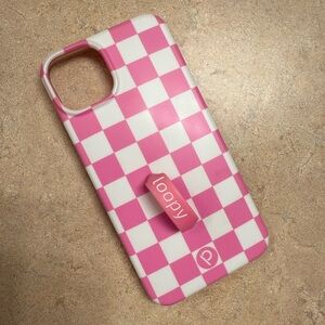 Loopy Case Pink and White Checkered iPhone 14 Plus